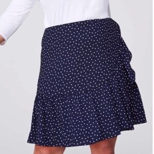LOFT Navy Polka Dot Ruffle Wrap Skirt Size 6